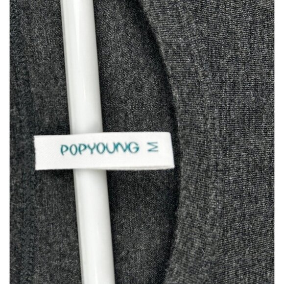 Popyoung Womens Long Sleeve A-Line Casual Midi Dress Medium Gray - Picture 5 of 7